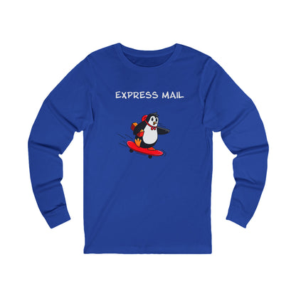Express Mail Penguin Shirt – Funny Animal Graphic Long Sleeve Tee- Unisex