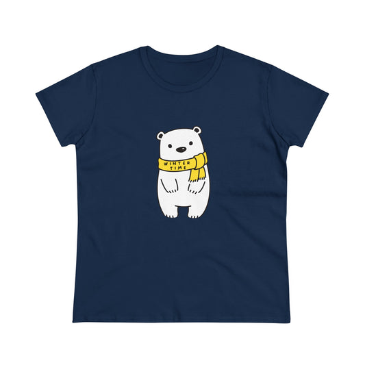 Winter Time BK Bear. .  Women's Midweight Cotton Tee