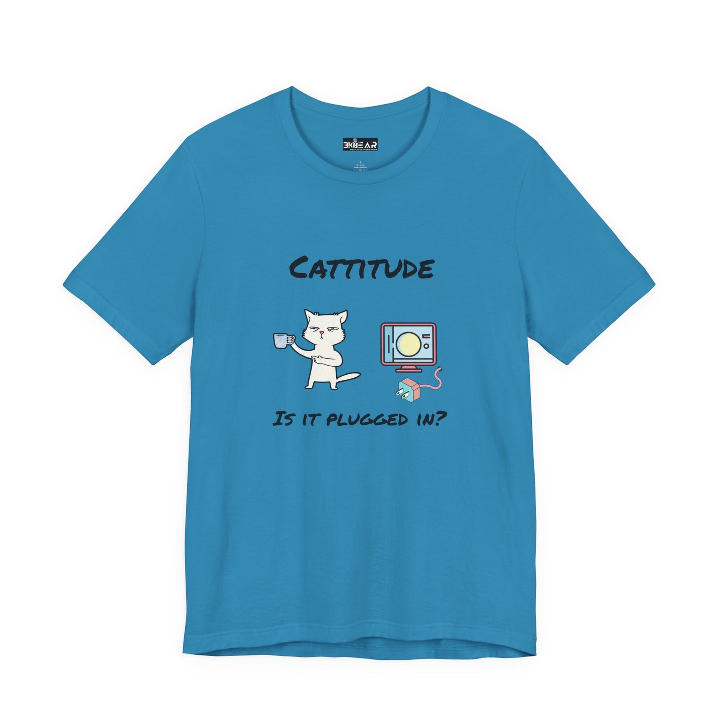 Cattitude, Is it plugged In, Unisex Jersey Short Sleeve Tee