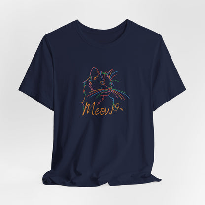 Meow. Cat with purrty color outlines. Unisex Jersey Short Sleeve Tee