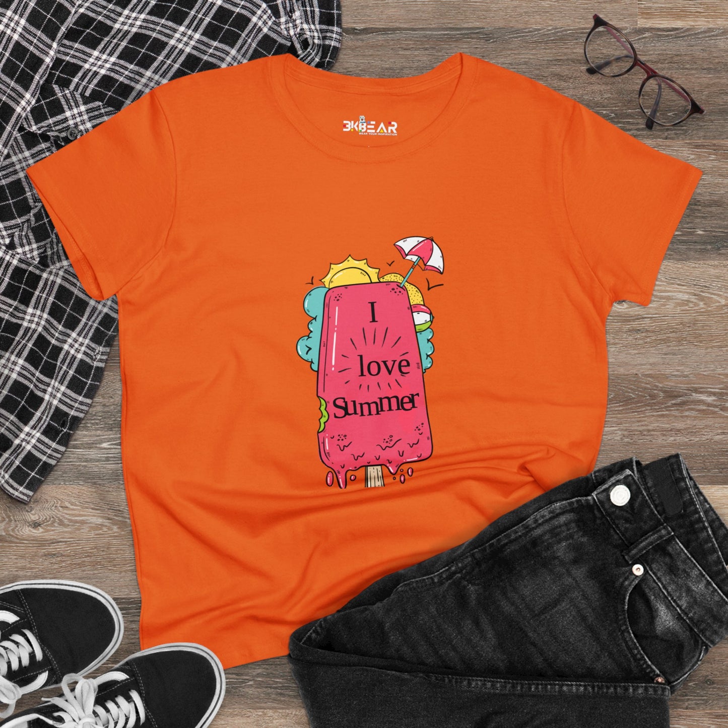 I Love Summer. Women's Midweight Cotton Tee