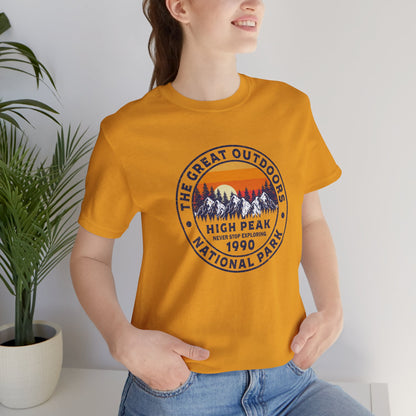 Never Stop Exploring. High Peak National Park. Unisex Jersey Short Sleeve Tee