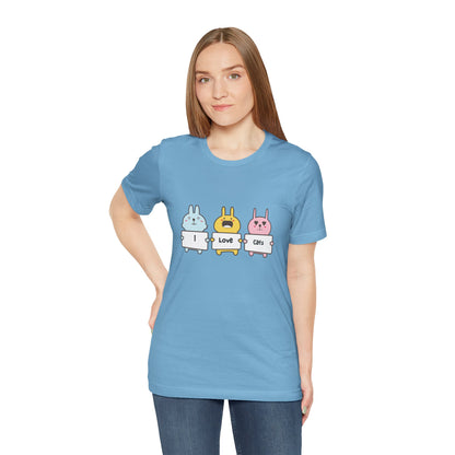 I Love Cats. Women's Unisex Jersey Short Sleeve Tee