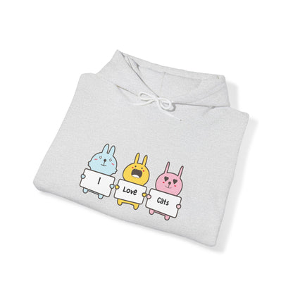 I Love Cats. Unisex Hooded Sweatshirt.