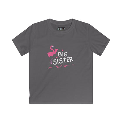 Adorable Big Sister Flamingo. Kids Softstyle Tee