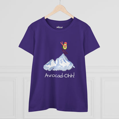 “Avocad‑Ohh” Women’s Avocado Graphic Tee – Midweight Cotton Shirt