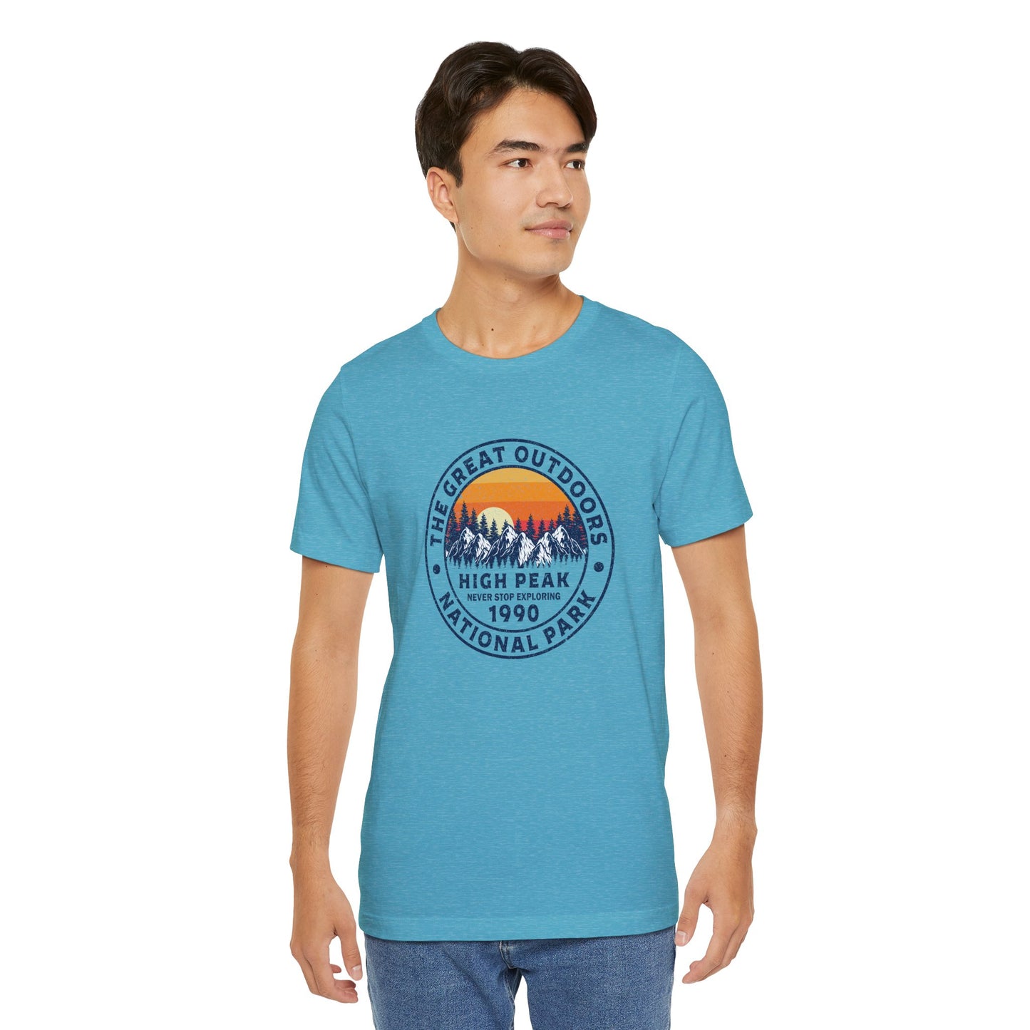 Never Stop Exploring. High Peak National Park. Unisex Jersey Short Sleeve Tee