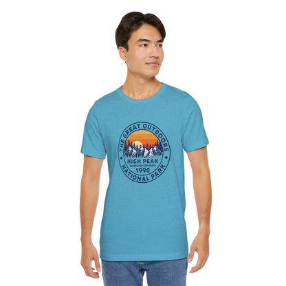 Never Stop Exploring. High Peak National Park. Unisex Jersey Short Sleeve Tee