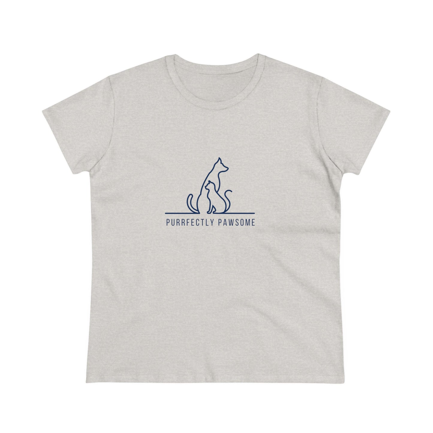 Purrfectly Pawsome Dog an Cat Silhouette. Women's Midweight Cotton Tee