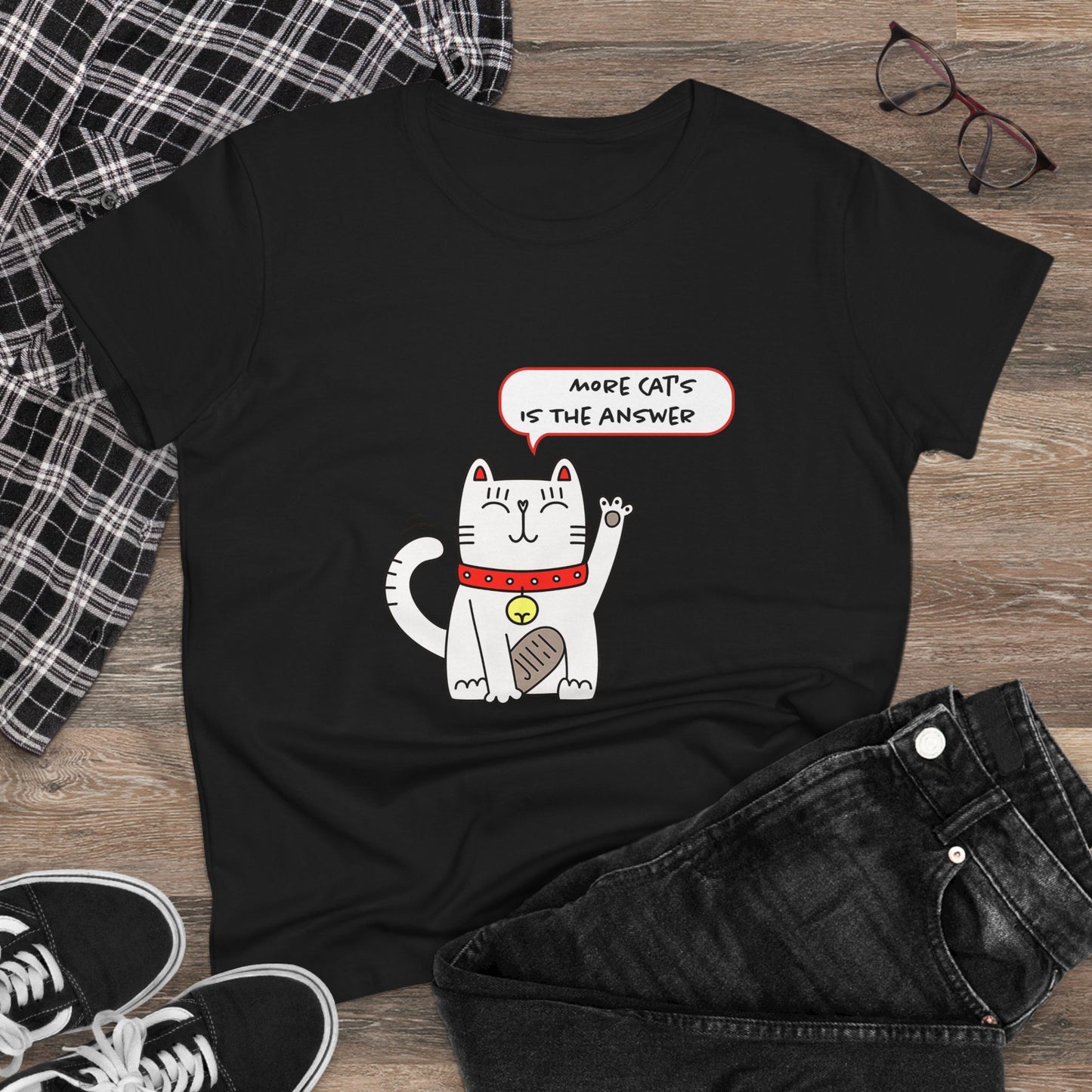 Oliver Says More Cats Is The Answer. Women's Midweight Cotton Tee