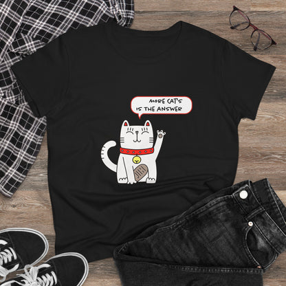 Oliver Says More Cats Is The Answer. Women's Midweight Cotton Tee
