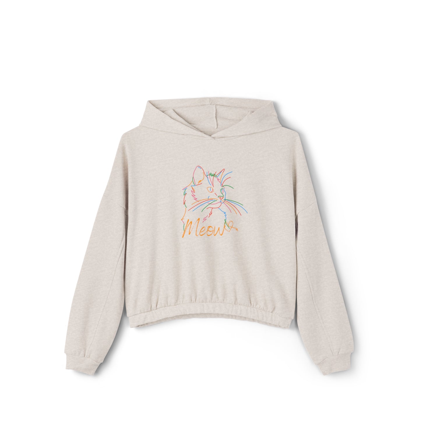 Meow. Cat with purrty color outlines. Women's Cinched Bottom Hoodie