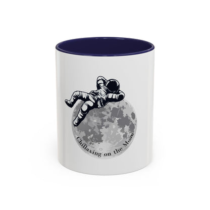 Chillaxing on The Moon. Accent Coffee Mug, 11oz