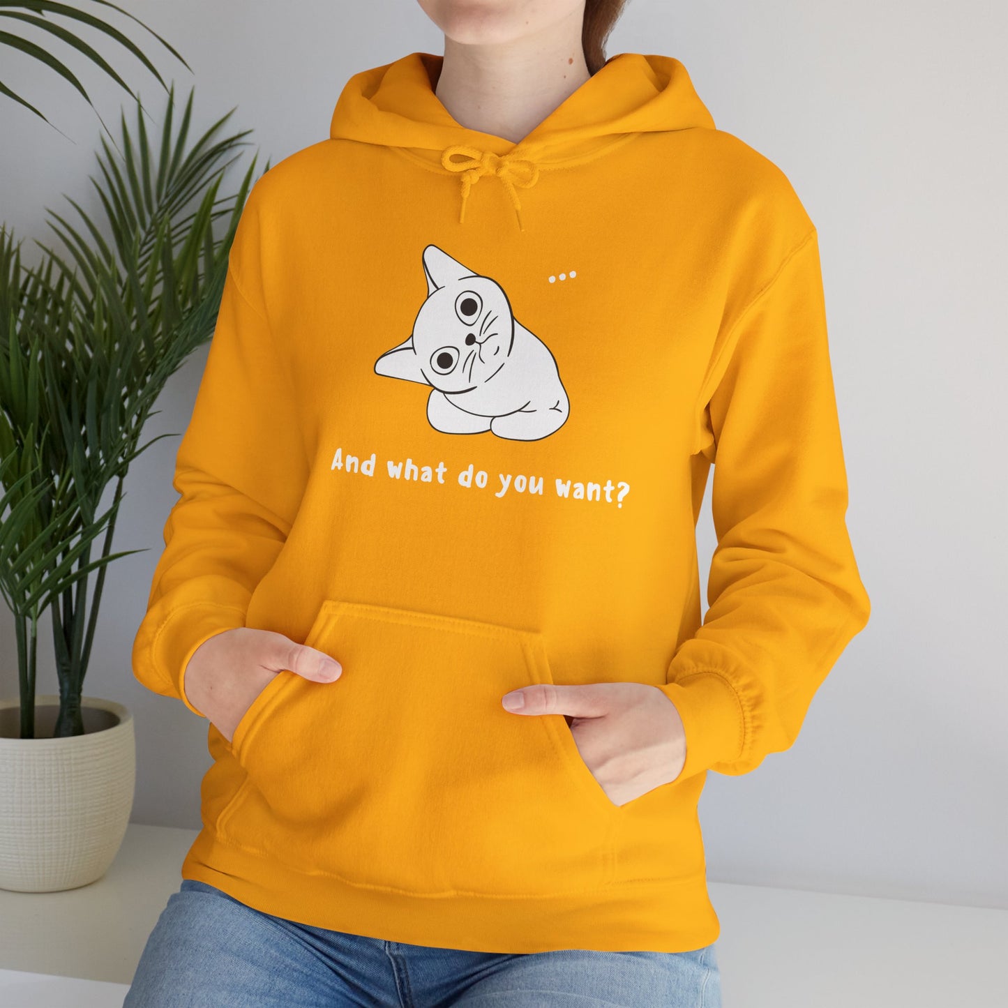 Vexing Cat Wondering What You Want.  Unisex Hooded Sweatshirt.