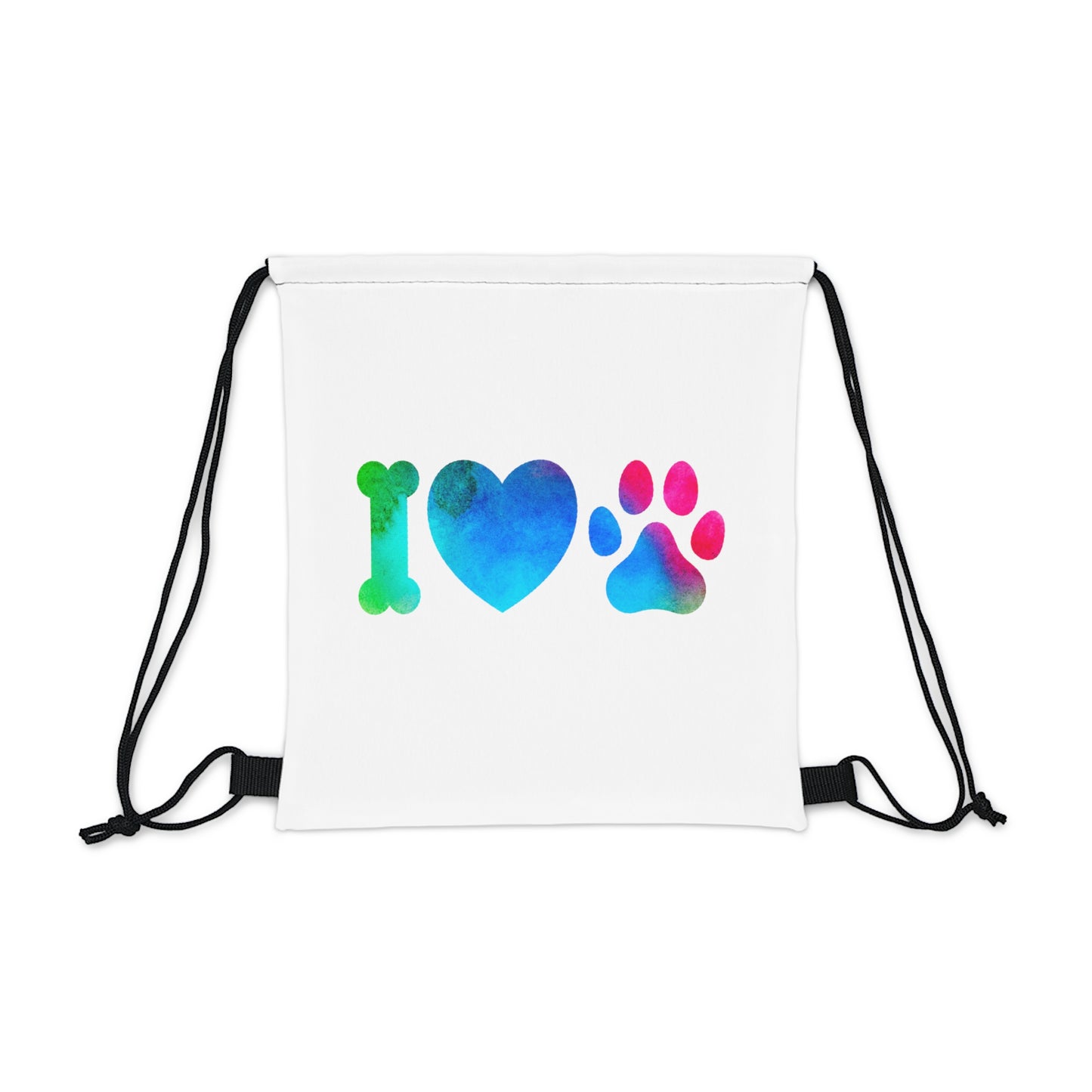 I Heart Paws. Outdoor Drawstring Bag