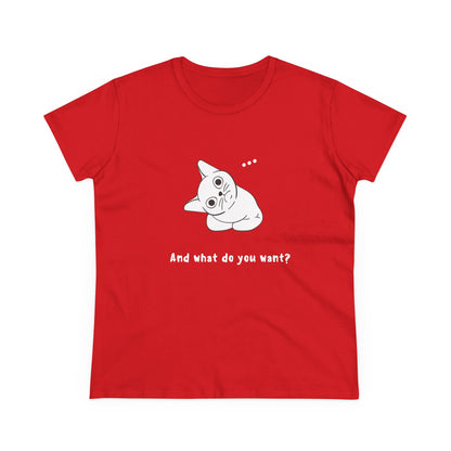 Vexing Cat Wondering What You Want. Women's Midweight Cotton Tee