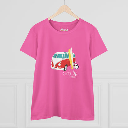 Surfs Up Dude. Women's Midweight Cotton Tee