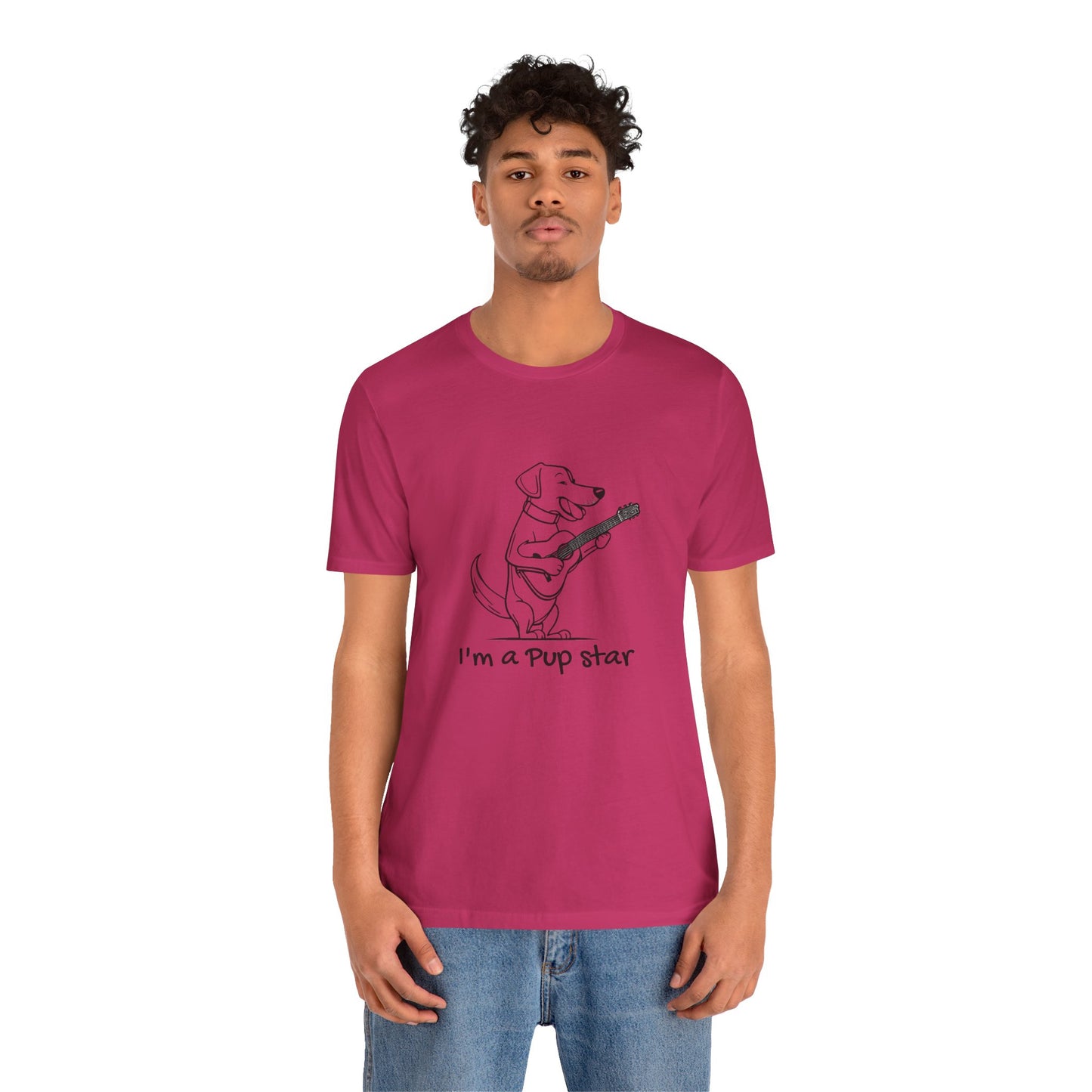 Dog With a Guitar. I'm a Pup Star. Unisex Jersey Short Sleeve Tee