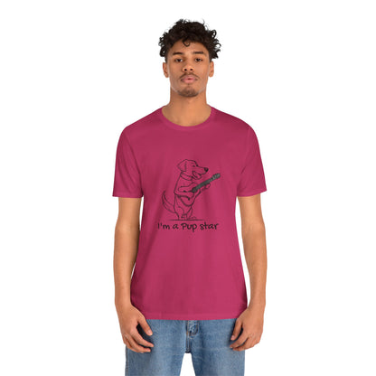 Dog With a Guitar. I'm a Pup Star. Unisex Jersey Short Sleeve Tee