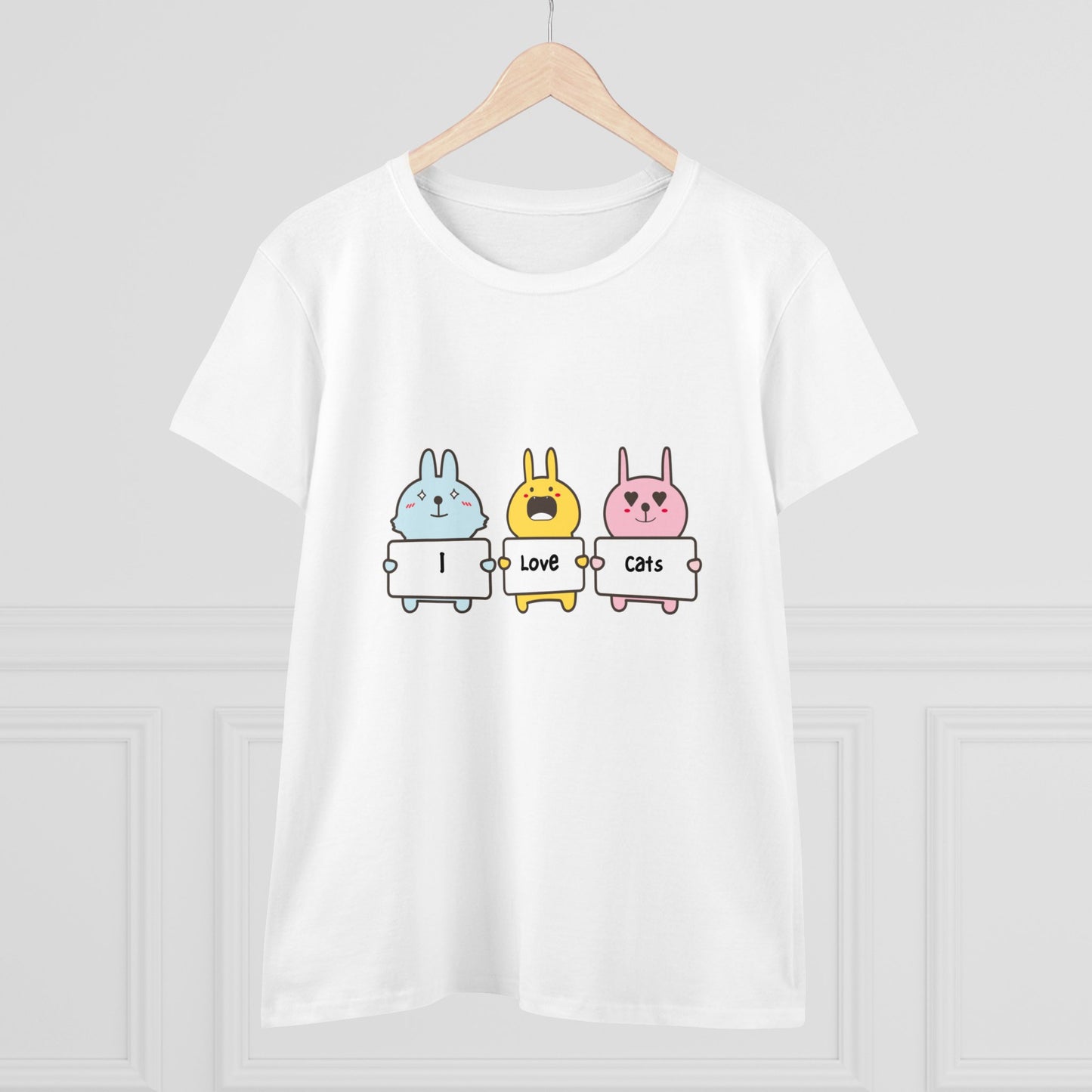 I Love Cats. Women's Midweight Cotton Tee