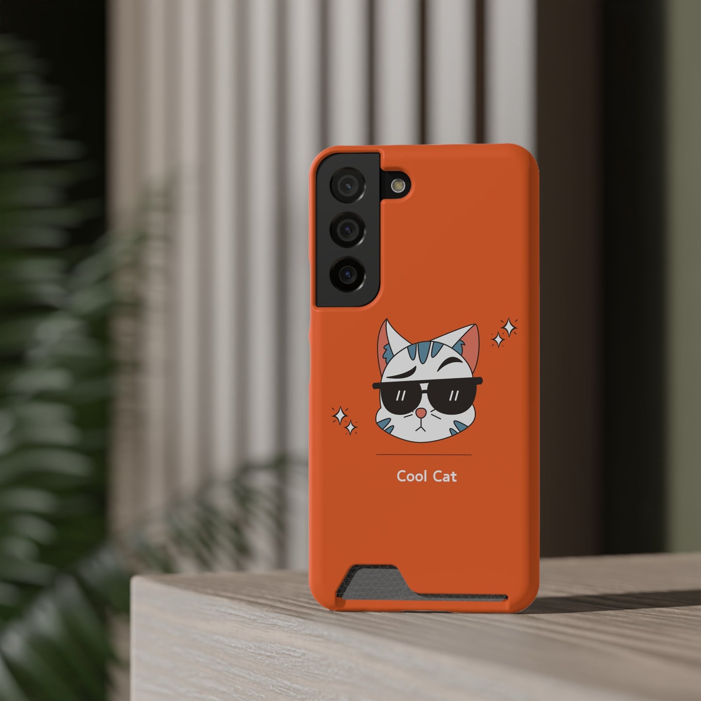 Cool Cat. Phone Case With Card Holder