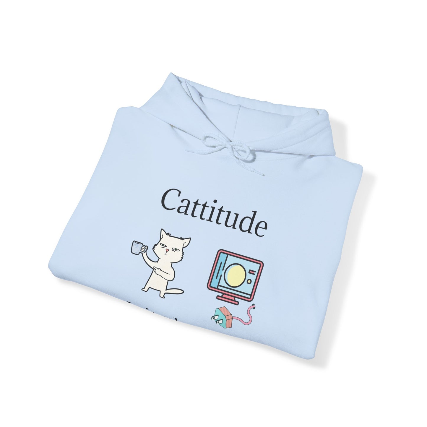 Cattitude, Is it plugged In, Unisex Hooded Sweatshirt.