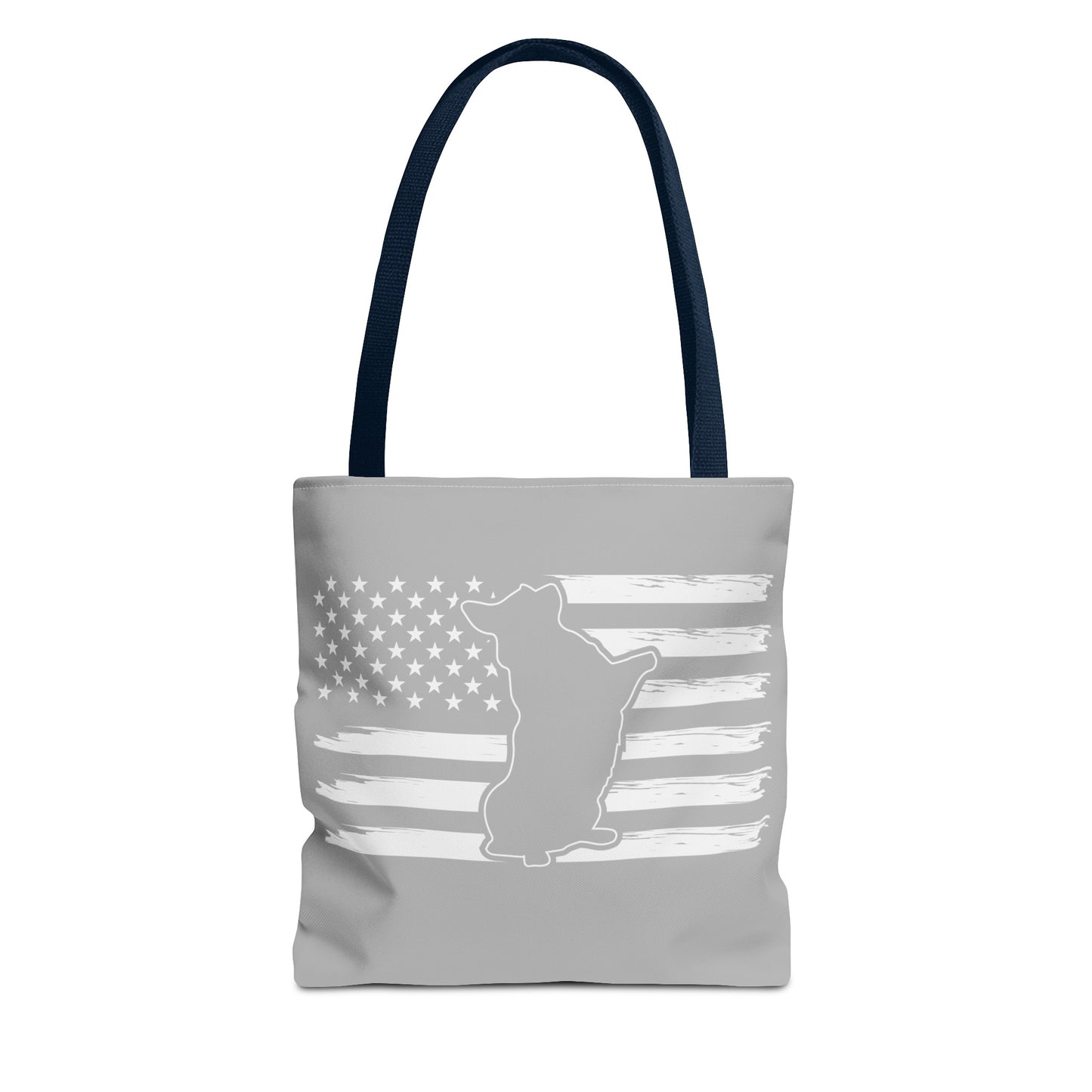 Charlie The American Flag Dog. Gray Tote Bag