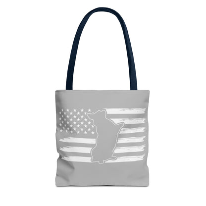 Charlie The American Flag Dog. Gray Tote Bag