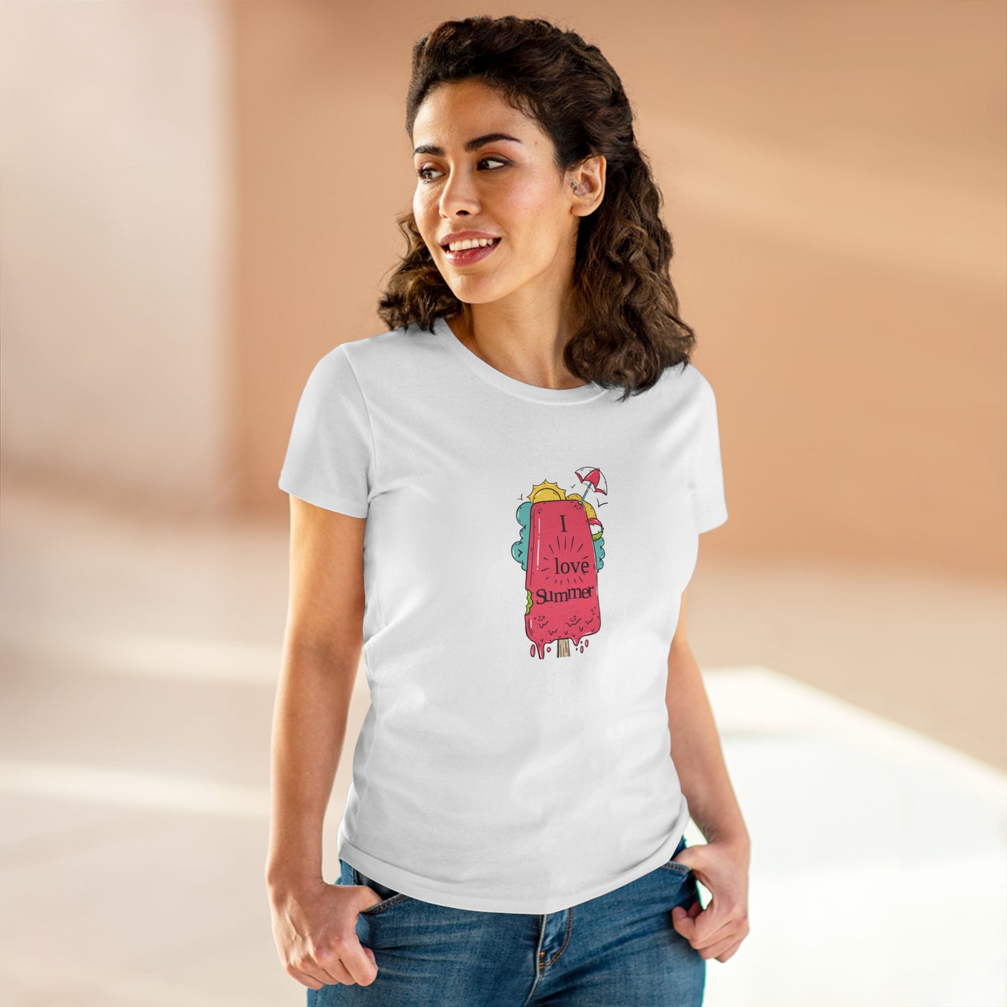 I Love Summer. Women's Midweight Cotton Tee