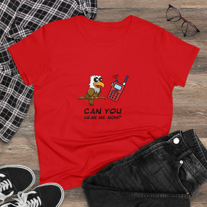 Burrowing Owl. Can You Hear Me Now?  Women's Midweight Cotton Tee