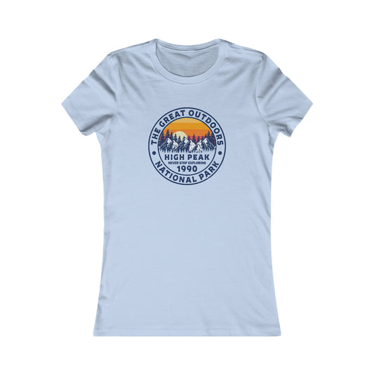 Never Stop Exploring. High Peak National Park. Women's Favorite Tee