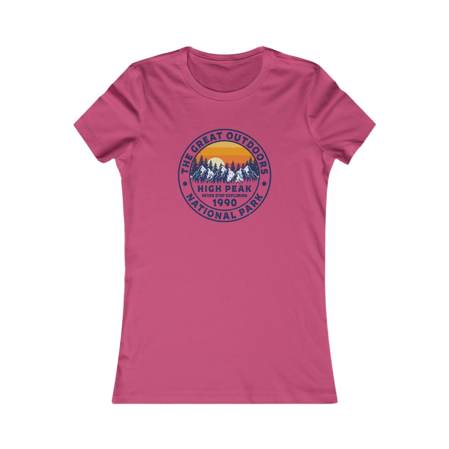 Never Stop Exploring. High Peak National Park. Women's Favorite Tee