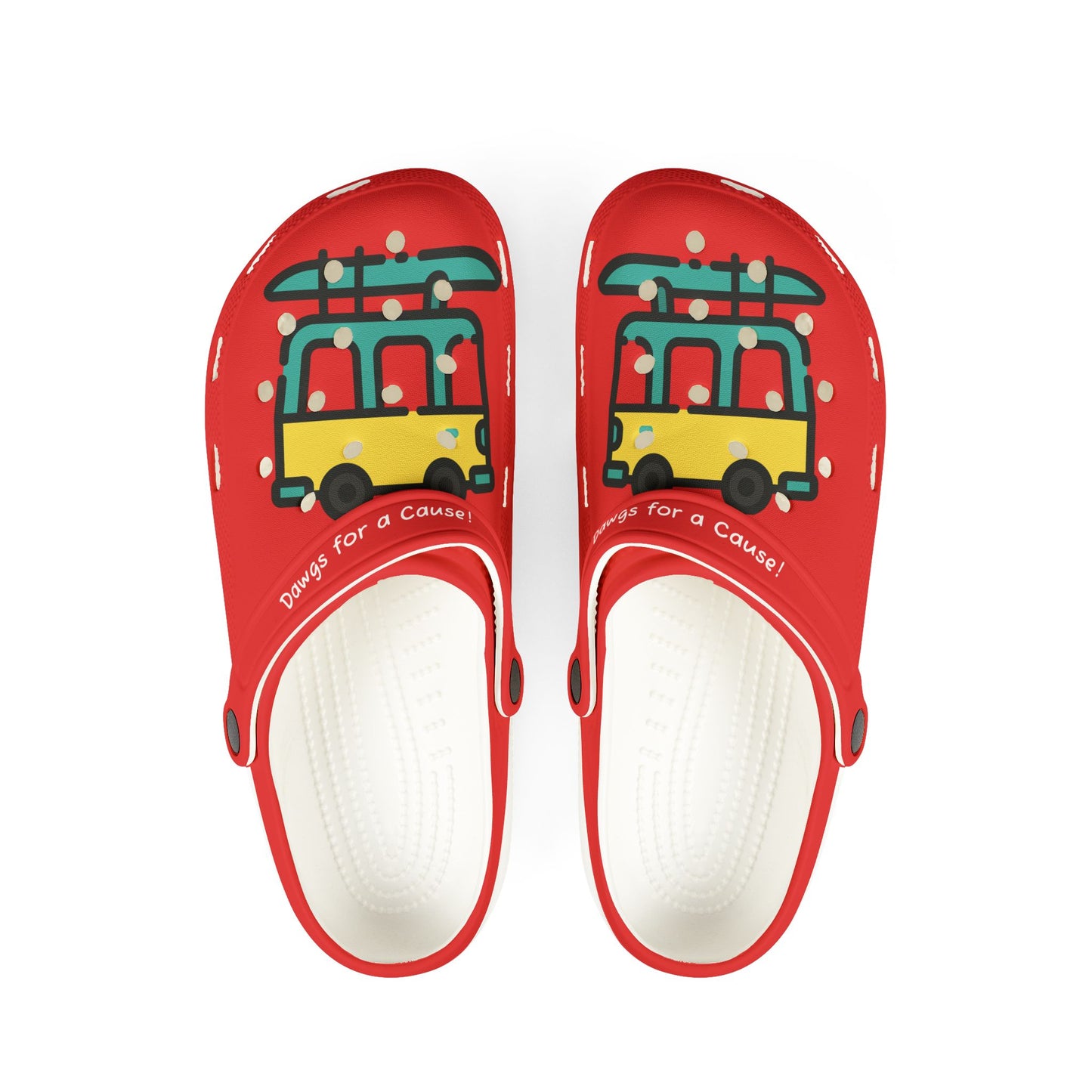 Red Summer Vibing Van Rubber Clogs For Men