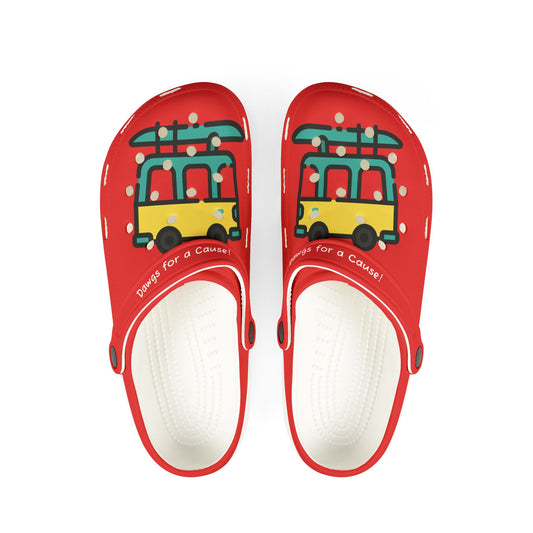 Red Summer Vibing Van Rubber Clogs For Men