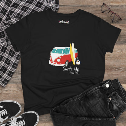 Surfs Up Dude. Women's Midweight Cotton Tee