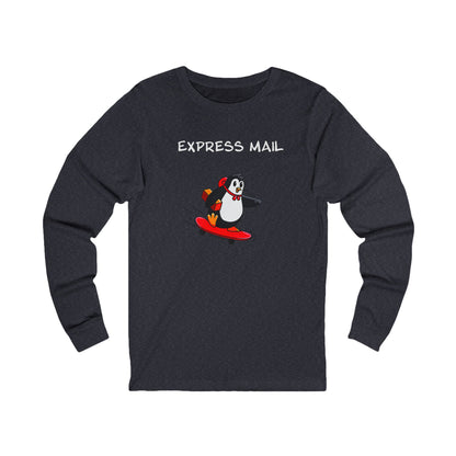 Express Mail Penguin Shirt – Funny Animal Graphic Long Sleeve Tee- Unisex