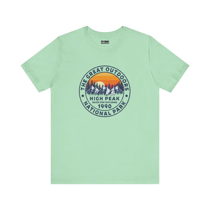 Never Stop Exploring. High Peak National Park. Unisex Jersey Short Sleeve Tee