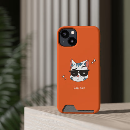 Cool Cat. Phone Case With Card Holder