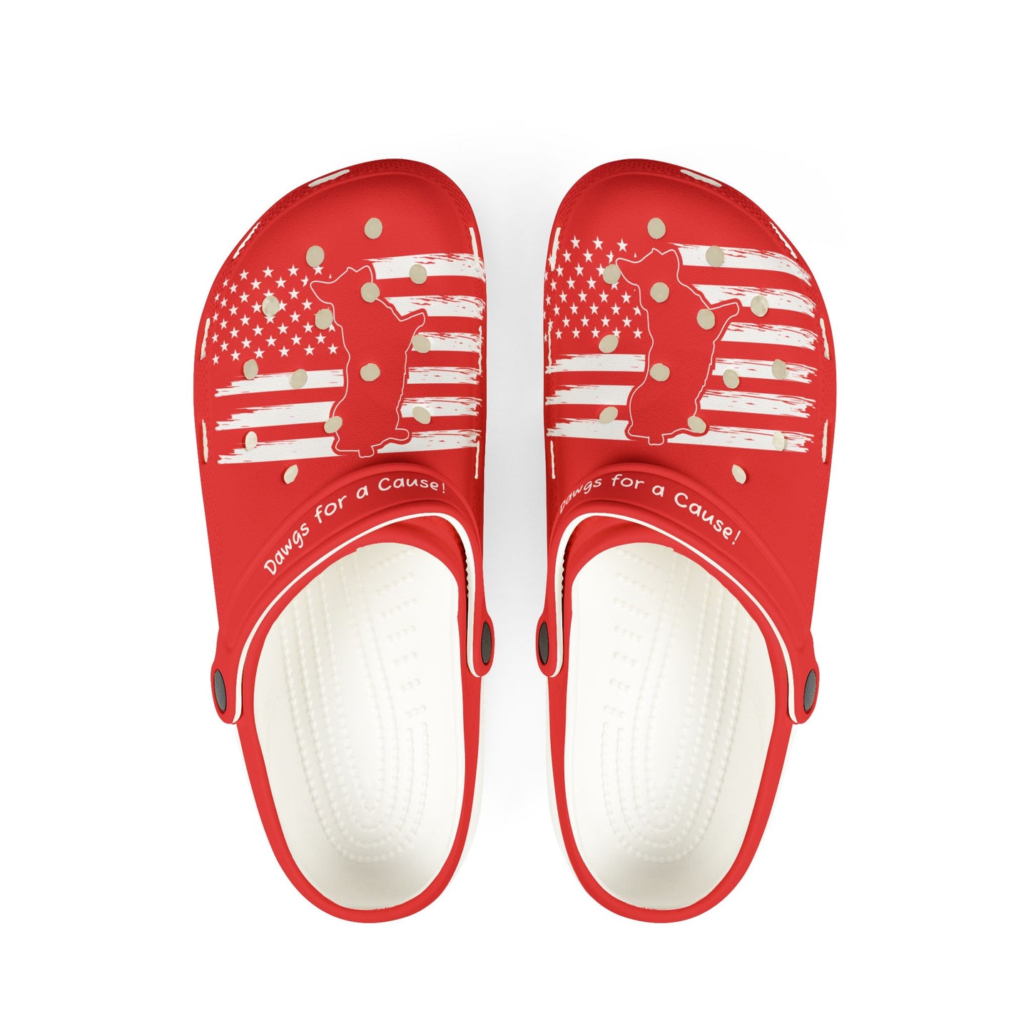 American Flag Dog Rubber Clogs For Men-Red