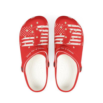 American Flag Dog Rubber Clogs For Men-Red
