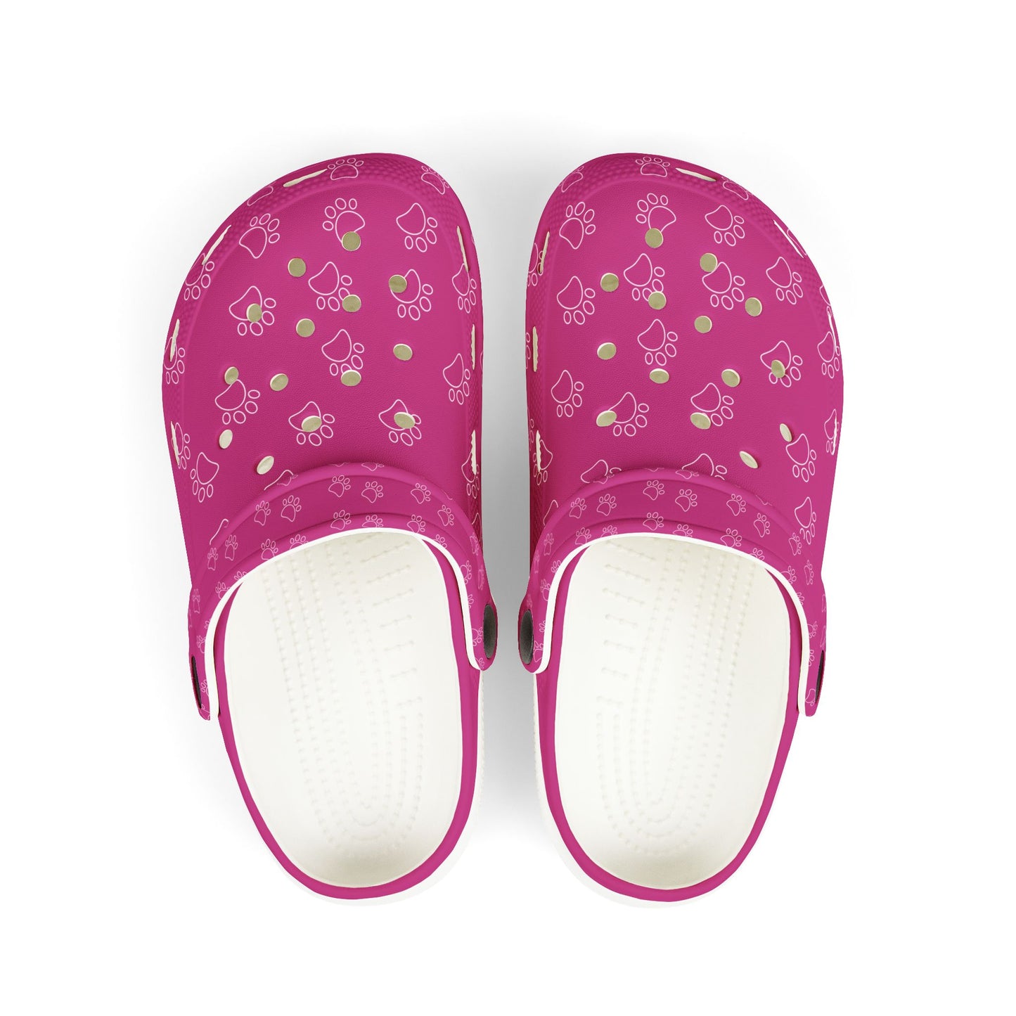 Paw Print  Rubber Clogs for Girls- Hot Pink