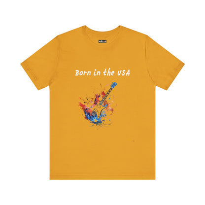 Born In The USA Guitar. Unisex Jersey Short Sleeve Tee