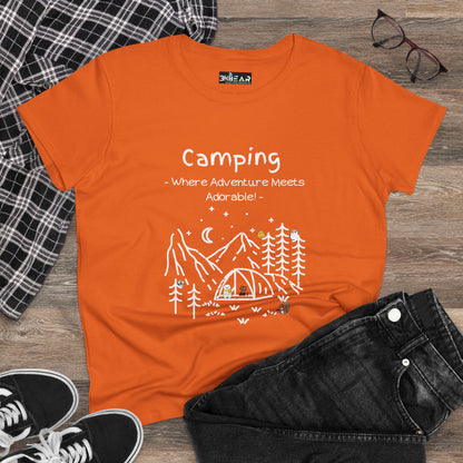 Camping. Where Adventure Meets Adorable. Women's Midweight Cotton Tee