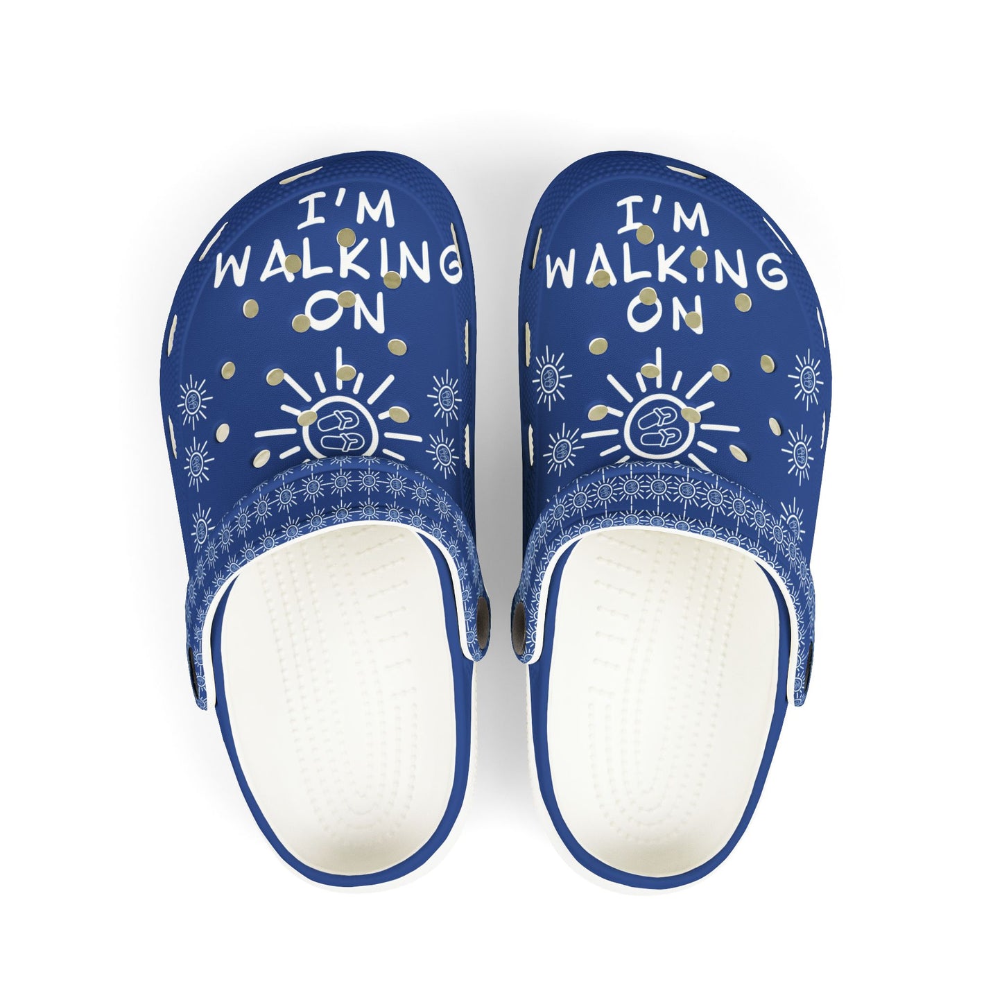 I'm Walking On Sunshine Rubber Clogs for Boys- Blue