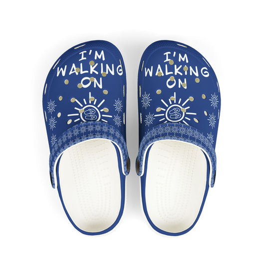 I'm Walking On Sunshine Rubber Clogs for Boys- Blue