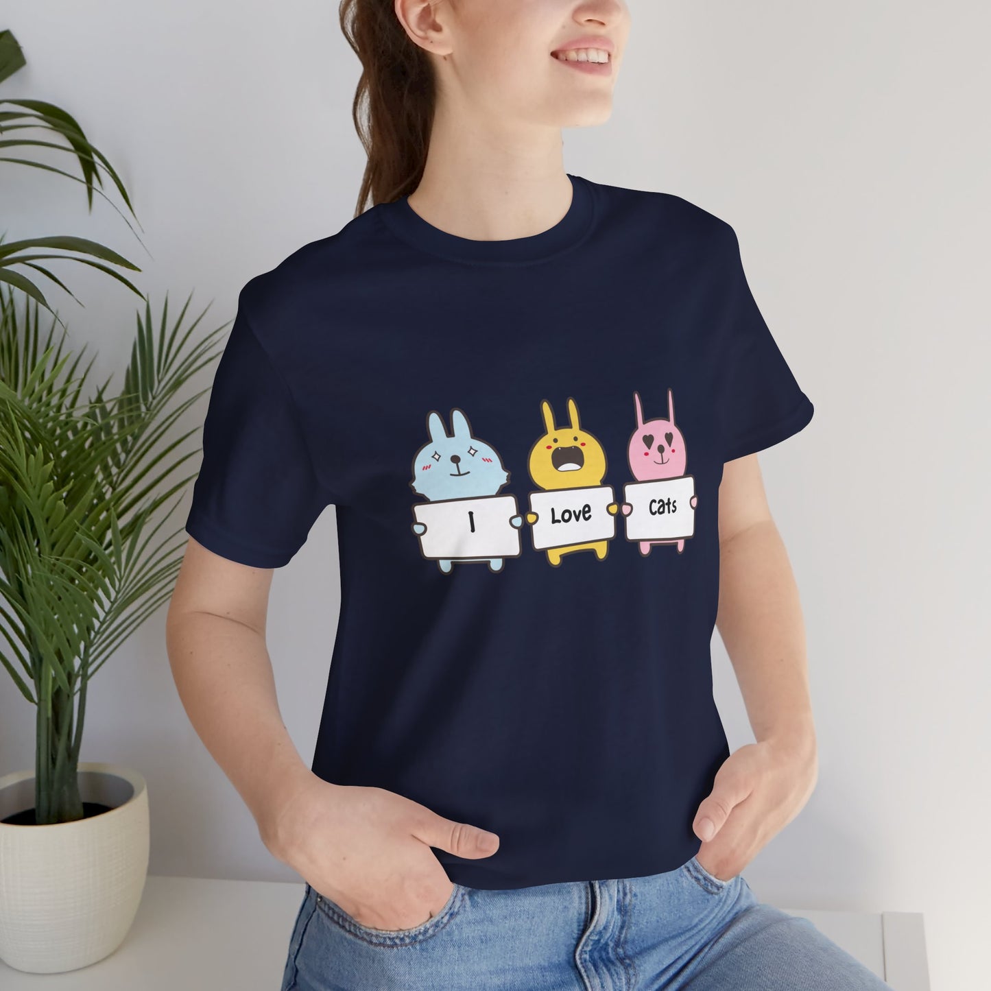 I Love Cats. Women's Unisex Jersey Short Sleeve Tee