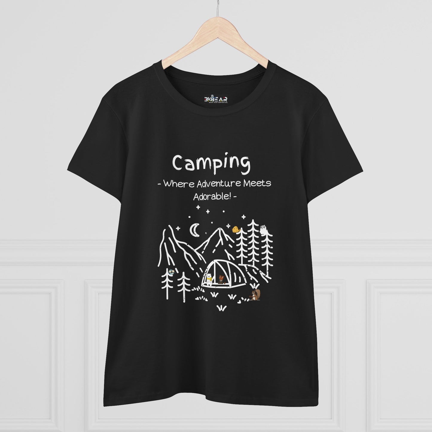Camping. Where Adventure Meets Adorable. Women's Midweight Cotton Tee