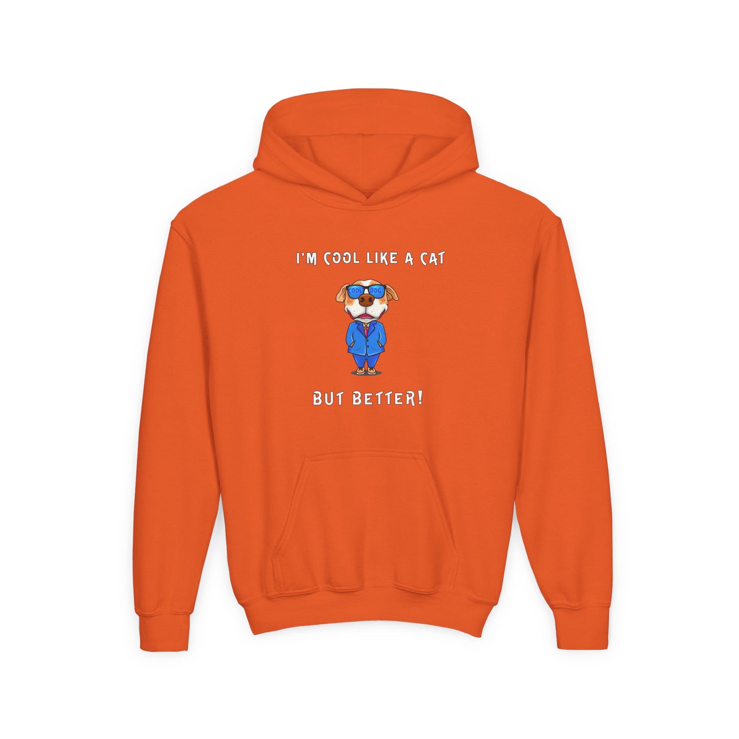 Cool Like A Cat Dog Youth Hoodie - Cool Dog with Glasses