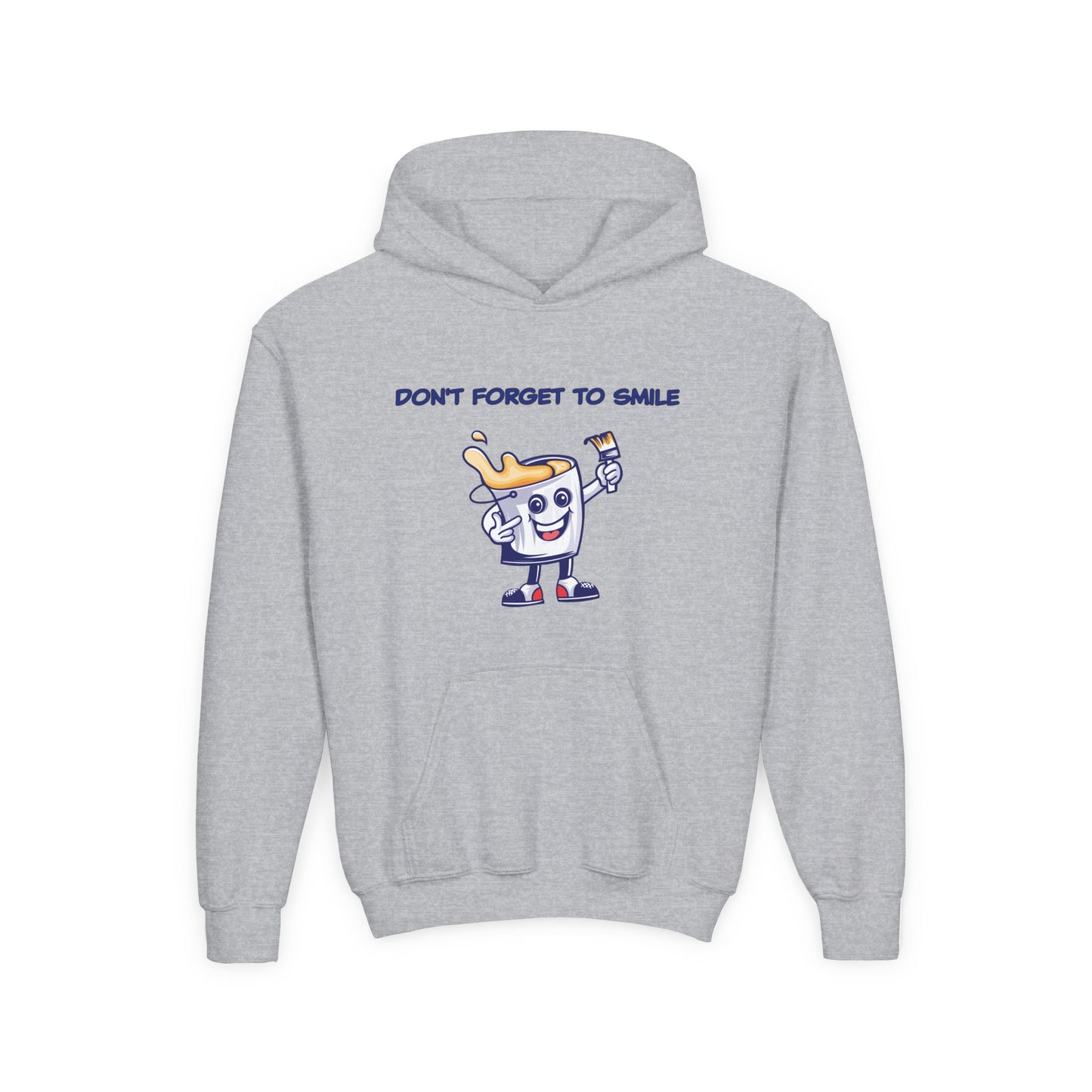 Don't Forget To Smile- Retro Smiling Paint Can Design. Kids Hooded Sweatshirt