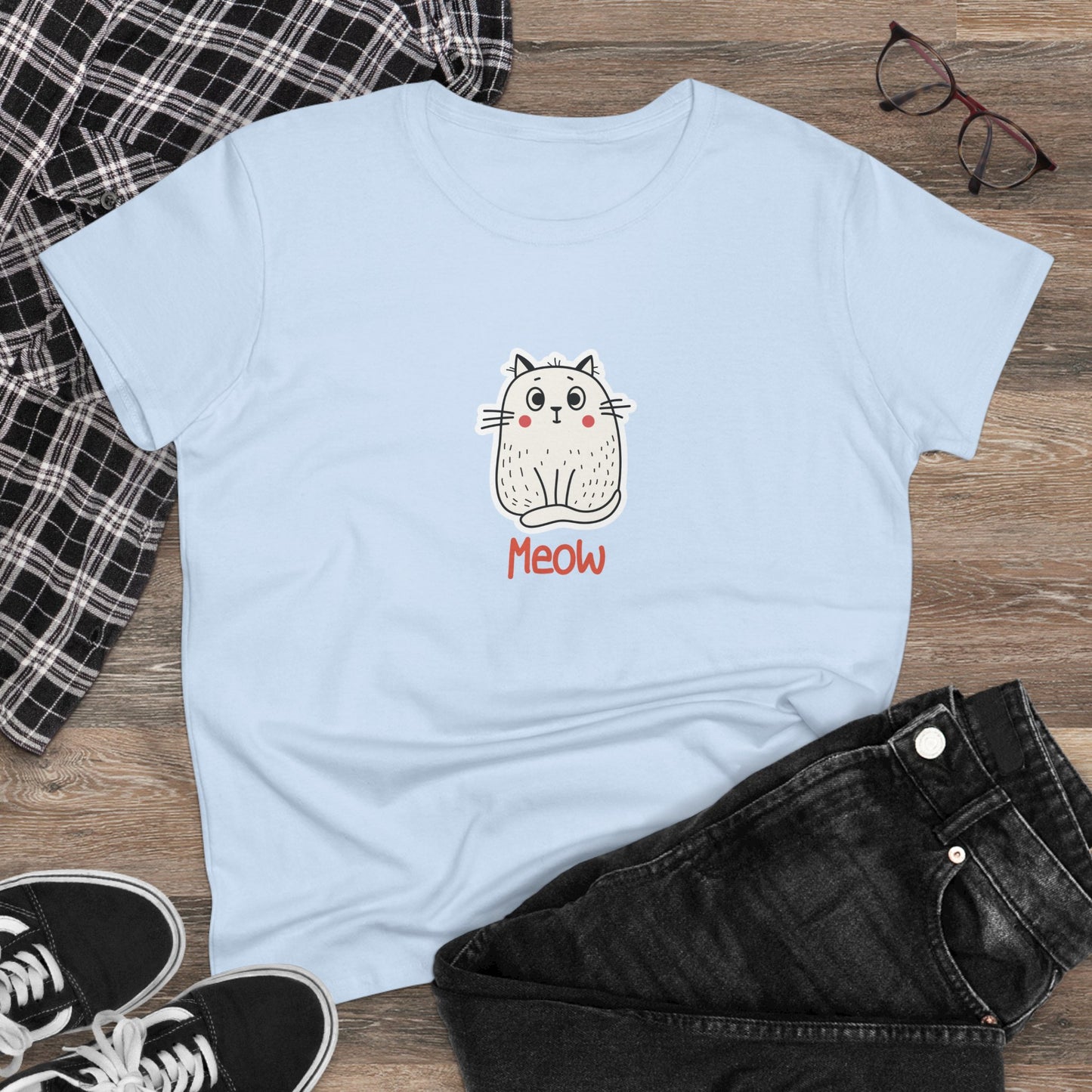 Loki The Cat. Meow. Women's Midweight Cotton Tee